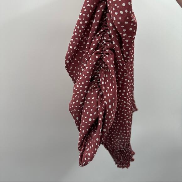 Paper Crane Smocked Band 3/4 Puff Sleeve Polka Dot Top Size XS - Picture 5 of 10